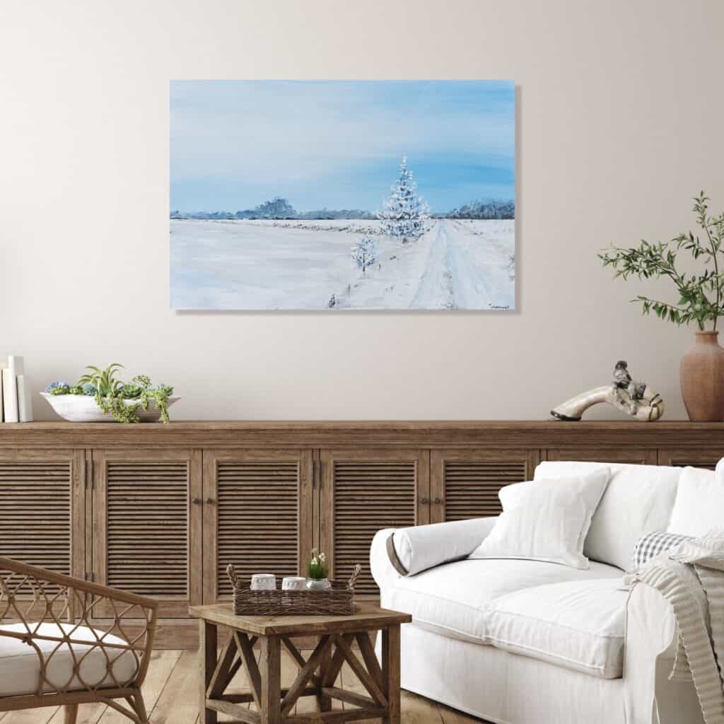 Polesie, grudzień - Zimowy krajobraz akrylowy na płótnie